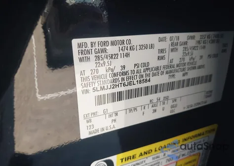 2018 Lincoln Navigator Select from USA, damaged, VIN 5LMJJ2HT6JEL18584